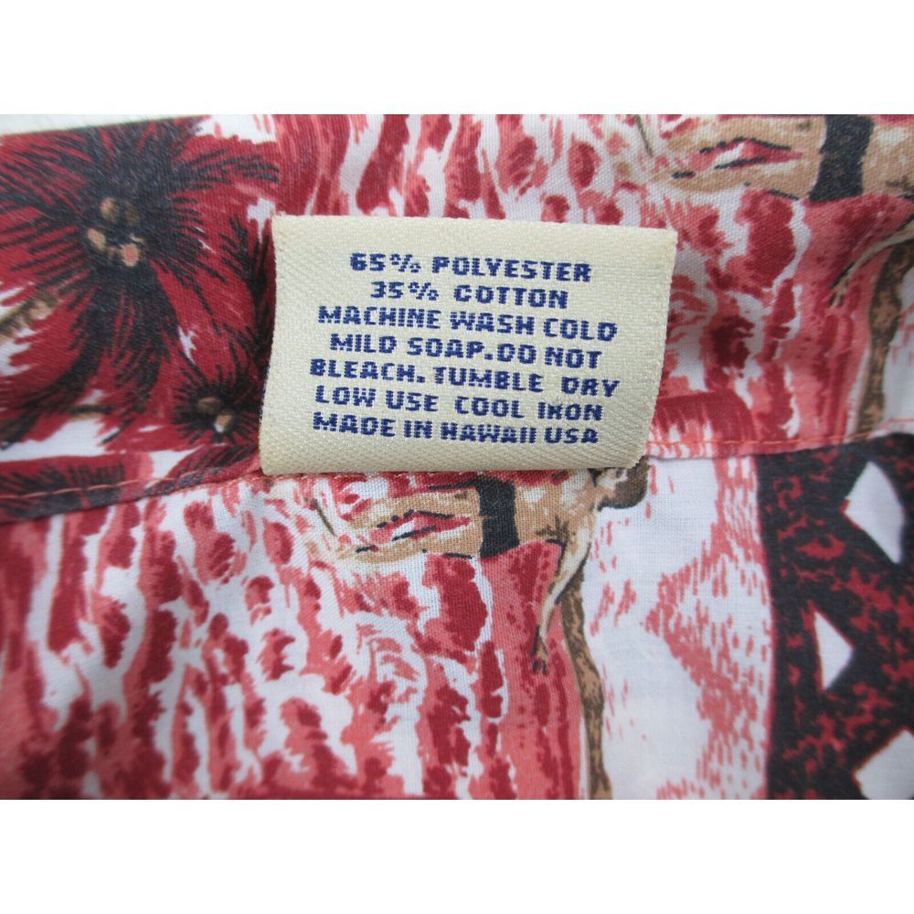 Royal Creations Shirt Mens Extra Large Red Floral Button‎ Up Hawaiian Beach - Picture 9 of 9
